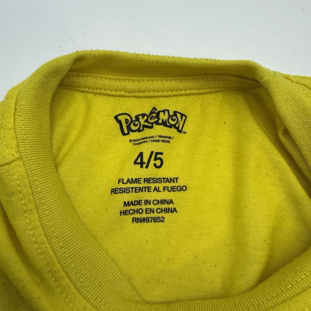 Pokemon Pajamas Set Pikachu Pants T Shirt Shorts Boy Girl 4/5 Black Yellow - Picture 6 of 15